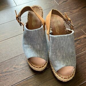 TOMS denim espadrilles. Lightly worn. Size 7.